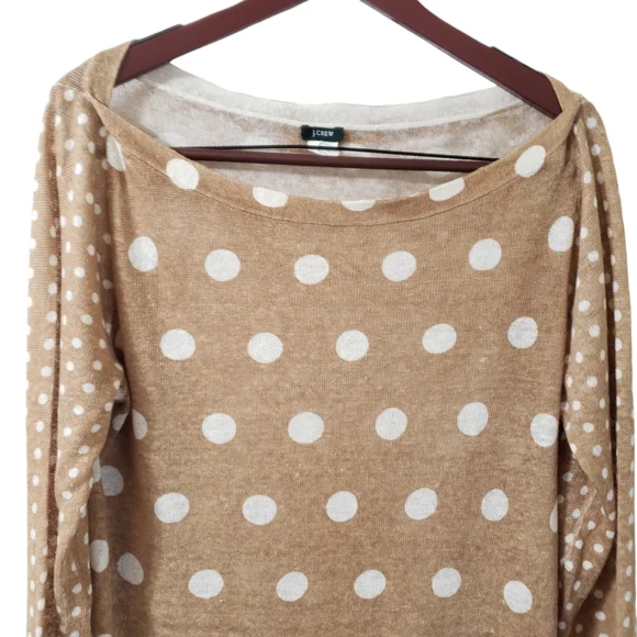 J. Crew 100% Linen Polka Dot Sweater Size XL - Picture 3 of 13